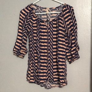 Red Camel blue and coral striped top size Medium